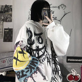 Gothic Japan Cartoon Hip Hop Hoodie Sweatshirt Oversize Women Spring Autumn Funny Punk Hoodies Tops Females Clothes Hoodie Girl
