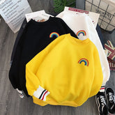 Rainbow plus size fashion Women Hoodies korean style tops Kawaii Sweatshirts oversized Pullovers Casual Streetwear clothes