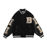Hip Hop Baseball Uniform Flocking Printed Jacket Streetwear Loose Patchwork Jacket Men's Tops Women's Jackets Oversized Jackets