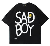 Hip Hop Street Letter Smiley T-shirt Loose Casual Top Korean Short Sleeve T-shirt Men's Letter Print Oversized Women's T-shirt