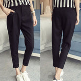 pbong Black Pencil Pants for Women Fashion Office Work Elegant Trousers New Casual Slim Thin Korean Pockets Ankle-Length Pants
