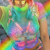 Pbong mid size graduation outfit romantic style teen swag clean girl ideas 90s latina aesthetic freaknik tomboy swaggy going out Women Laser Transparent PVC Caged Bra Body Harness Belt Sexy Waist Belt Bondage Female Holographic Strap Top Waist Belts