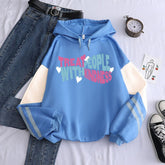 New contrast color pullover thick loose women's hoodie clothes fleece Harajuku top letter printing sweatshirt ladies