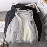 Jacket women solid color hoodies autumn winter imitation lamb wool korean loose plus velvet thick zipper sweatshirt tops