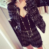 Pbong mid size graduation outfit romantic style teen swag clean girl ideas 90s latina aestheticWomen's suit Spring Tweed 2 Piece Set Women Slim Plaid Short Set Fashion Fringed Trim Jacket Coat + Tassels Short Suit