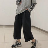 Women Pants Student Loose Ins Straight Korean Style Wide Leg Trousers Simple Retro Kpop Ulzzang Oversize Harajuku Leisure Daily