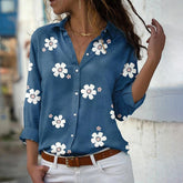 Floral Print Women Shirts And Blouses  Spring Fashion Turn-down Collar Long Sleeve Office Lady Tops Plus Size Casual Blouse