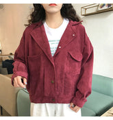 Thin Ulzzang Loose Newest Femme Coats Button Chic Vintage Tops Basic Jackets Women Solid Spring Corduroy All-match Short Casual