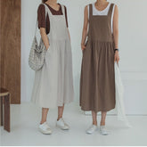 New Summer Dress Ladies Dress Plus Size XL- 5XL Cotton Linen Women Tank Vestidos Sleeveless Robe Dress Pockets Clothes