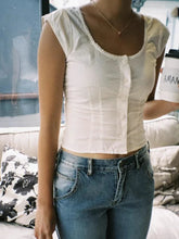 Women Stitching White Slim Short Sleeve T Shirt Buttons Cotton Casual Blouse Sweet Fashion Summer Lace Tops