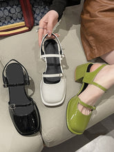 African Woman Shoe Mary Jane Summer High Heels Chunky Sandals Navy Blue Pumps Sweet Burgundy Straps Lolita Closed Black Bei