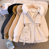 New Fashion Women Winter Jacket Fake Fur Collar Oversized Long Coat Hooded Warm Lining Female Puffer Jacket Parkas Mujer