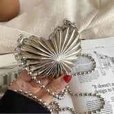 Women Shoulder Bags Design Sense Mini Metal Heart Bag Chain Handbag Niche Crossbody Bag for Women Purses and Handbags