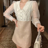 Pbong mid size graduation outfit romantic style teen swag clean girl ideas 90s latina aestheticWomen's Fashion Brand Shirt Dress Luxury Rhinestone Lapel Design Long-sleeved Dresses Original High Quality Famous Women Skirt
