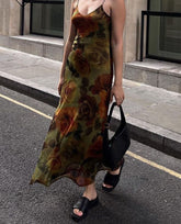 Floral Vintage Midi Dress y2k Vintage Backless Fairycore Sundress Women Holiday French Party Beach Long Dress Prom 90s