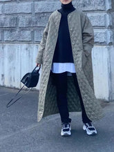 Winter Clothes Women Solid Rhombus Single-breasted Long Cotton-padded Parkas Trench Coat for Women Clothing Jackets Tops