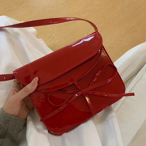 Sweet Girls Bow Small Shoulder Bag Vintage Patent Leather Women's Square Purse Handbags PU Leather Female Bowknot Crossbody Bags Sweet Girls Bow Small Shoulder Bag Vintage Patent Leather Women's Square Purse Handbags PU Leather Female Bowknot Crossbody Bags
