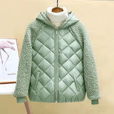 Thin light Down Cotton Jacket Female Short Coat Autumn Winter Women's New Hooded Loose Lmitation Lamb Wool Cotton Jacket