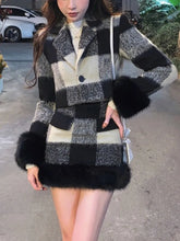 Plaid Knitted Suit Woman Korean 2 Piece Dress Set Winter Vintage Fashion Tops Cardigan + Slim Bodycon Y2k Mini Skirt Chic