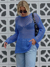 Knit Hollow Out Cover up Mini Dress For Women See-Through Loose Beach Holiday Clothes Summer Patchwork Knitwear Cover up