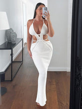 White Knitting Backless Summer Dress Women Bodycon Maxi Long Sexy Dress Elegant Casual Beach Dresses Vestidos