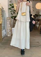 Summer New Small Fresh Simple Holiday Wind Breathable Cool Linen White High-waisted Skirt Women