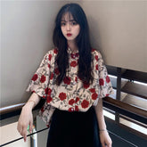 Chiffon Blouse Women Women's Summer Tunic Vintage Clothes Female Hawaiian Shirt with Short Sleeve Harajuku Top Women