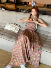 Maxi Dress Women Sweet Colorful Holiday Aesthetic Students Vintage Plaid Party Wear Chic Sleeveless Summer Ins Popular Vestidos