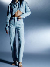 spring new women's fashion retro all-match high waist stitching decoration casual pocket button straight jeans