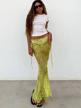 Summer Chiffon Fashion Maxi Skirt cover-up Women Elegant High Waist printed Holiday See-Through Printed Female Long Skirt