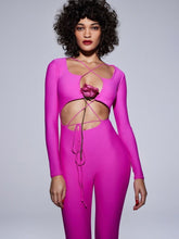 Elegant Hollow Out Backless Sexy Jumpsuit Women Playsuit Strapless Full Sleeve Bodycon Lace-up Club Party Jumpsuis