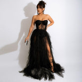 Pbong mid size graduation outfit romantic style teen swag clean girl ideas 90s latina aesthetic Elegant Sexy Evening Dresses Party Black Red See Through Lace Mesh Corset Maxi Dress Luxury Evening Gown