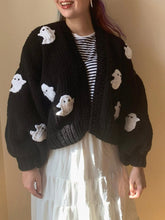 Gothic Halloween Ghost Embroidered Loose Sweater Women's Autumn Winter Warm Kawaii Long Sleeve Cardigan Sweater