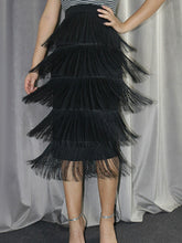 Women Fringe Bodycon Pencil Skirts Black Tassel High Waist Stretch Sheath Midi Length Ladies Slim Elegant Saias faldas Big Size Pbong mid size graduation outfit romantic style teen swag clean girl ideas 90s latina aesthetic