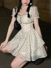 Summer French Vintage Floral Mini Dress Woman Beach Elegant One Piece Dress Korean Fashion Bow Sweet Short Party Dress Chic