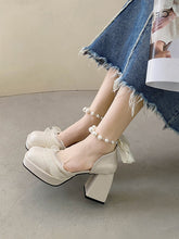 Autumn Women high heels New black lace Mary Jane shoes Chunky heels lolita shoes college girls platform shoes Women sandals