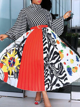 Pbong mid size graduation outfit romantic style teen swag clean girl ideas 90s latina aestheticWomen Striped Printed Dresses A Line Long Sleeves High Collar With Waist Belt Vintage Flower Female African Classy Modest Spring