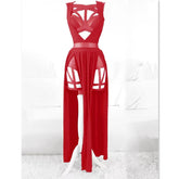 New 3 Pieces Sets Women Dress with Chest Pads Gothic Sexy Erotic Lingeries Party Wear Red Bandage Hollow Out Women Sets