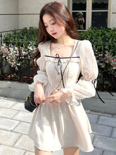 Lolita Bandage Mini Dress for Women Party Y2k Casual Long Flare Sleeve Vintage One Piece Dress Elegant Korea Fashion Autumn