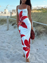 Summer Printed Maxi Dress For Women Backless Fashion Slim High Waist Spaghetti Dress Holiday Patchwork Female Long Dress