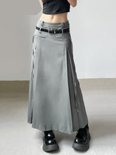 Safari Style Tassel A-Line Skirt With Sashes Casual Streetwear Pockets Low-Waisted Maxi Skirts Women Autumn Winter