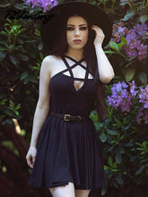 Pbong mid size graduation outfit romantic style teen swag clean girl ideas 90s latina aesthetic Fitshinling Pentagram Strap Gothic Dress Women Punk Grunge Sexy A-Line Dark Summer Dresses Hot Sale Pleated Slim Street Style