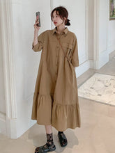 Summer Elegant Dress for Women Fashion Solid Collar Single Breasted Casual Shirt Skirt Robe Streetwear Oversize Female Dresses