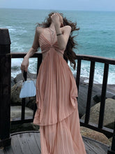 Summer New Fashion Women Sexy Pleated Boho Long Dress Vacation Beach Strap A line Ladies Robe Sundress