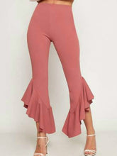 Pbong mid size graduation outfit romantic style teen swag clean girl ideas 90s latina aestheticWomen Pants Elastic Flared Trousers Ruffles Solid Black Blue Pink Elegant Bodycon Summer Fashion Female Casual Bell Bottoms New