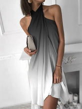 Lady Gradient Halter Off Shoulder Dress Summer Elegant Casual Sleeveless Irregular Party Dress Fashion Backless Mini Beach Dress