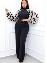 Women Black Jumpsuits Patchwork Sleeves Polka Dot See Through High Waist Slim Elegant Office Ladies One Piece Fashion Bodysuit Pbong mid size graduation outfit romantic style teen swag clean girl ideas 90s latina aesthetic