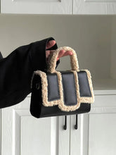 Lamb Wool Spliced PU HandBag Women Autumn/Winter New Simple Advanced Small Black Bag Exquisite Versatile Crossbody Bag
