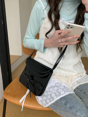 Sweet Girls Bow Small Shoulder Bag Vintage Patent Leather Women's Square Purse Handbags PU Leather Female Bowknot Crossbody Bags Sweet Girls Bow Small Shoulder Bag Vintage Patent Leather Women's Square Purse Handbags PU Leather Female Bowknot Crossbody Bags