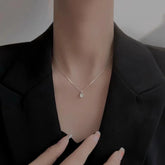 Fashion 925 Sterling Silver Teardrop Shape Zirconia Necklace Geometric Shape Pendant Choker Party Gift for Women Fine Jewelry